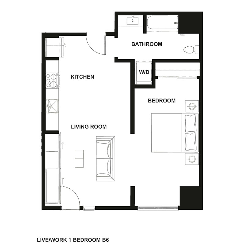 Live Work Floor Plan at H16 Apartments